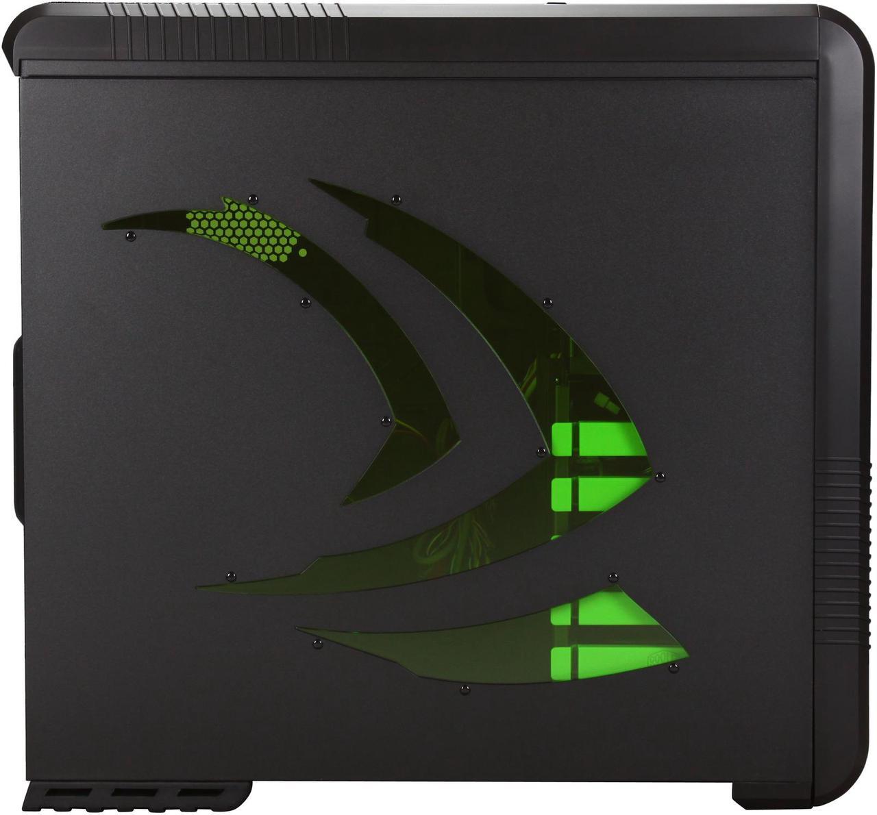 Alt view image 4 of 11 - Cooler Master CM 690 II Advanced nVidia Edition NV-692A-KWN2 Black / Green Steel / Plastic ATX Mid Tower Computer Case