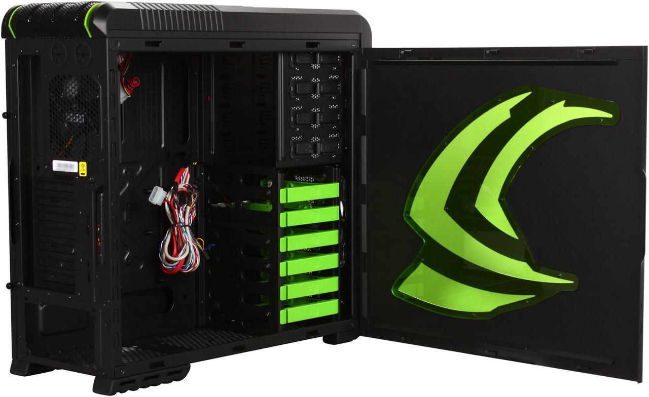 Alt view image 5 of 11 - Cooler Master CM 690 II Advanced nVidia Edition NV-692A-KWN2 Black / Green Steel / Plastic ATX Mid Tower Computer Case