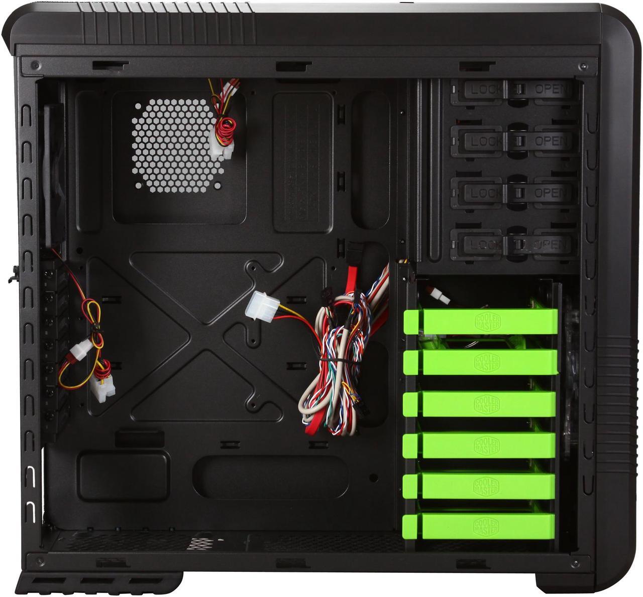 Alt view image 6 of 11 - Cooler Master CM 690 II Advanced nVidia Edition NV-692A-KWN2 Black / Green Steel / Plastic ATX Mid Tower Computer Case