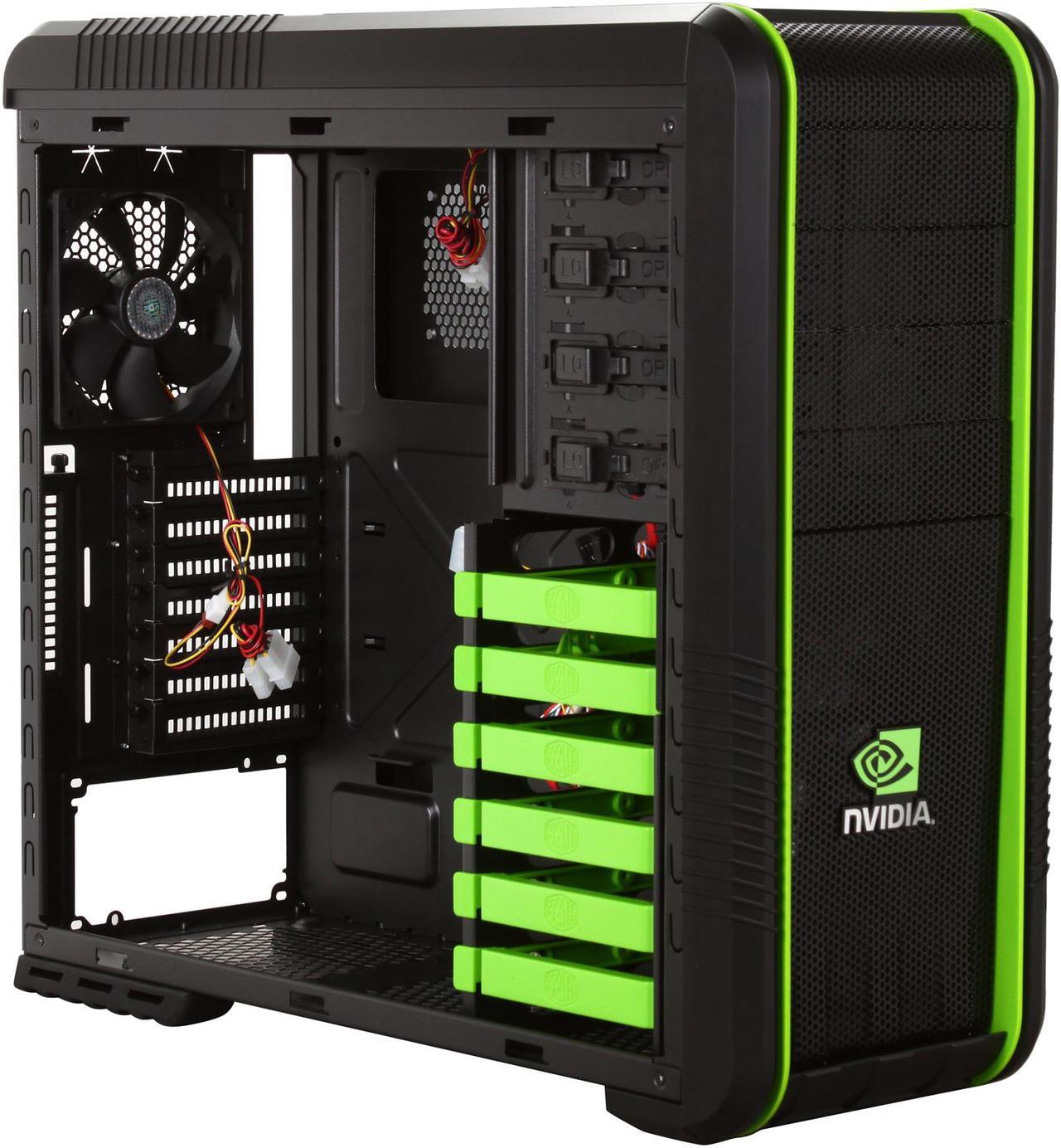 Alt view image 7 of 11 - Cooler Master CM 690 II Advanced nVidia Edition NV-692A-KWN2 Black / Green Steel / Plastic ATX Mid Tower Computer Case