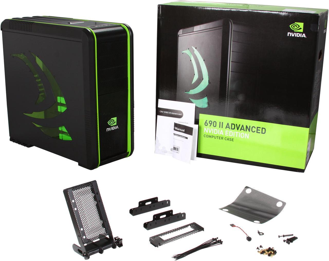 Alt view image 11 of 11 - Cooler Master CM 690 II Advanced nVidia Edition NV-692A-KWN2 Black / Green Steel / Plastic ATX Mid Tower Computer Case