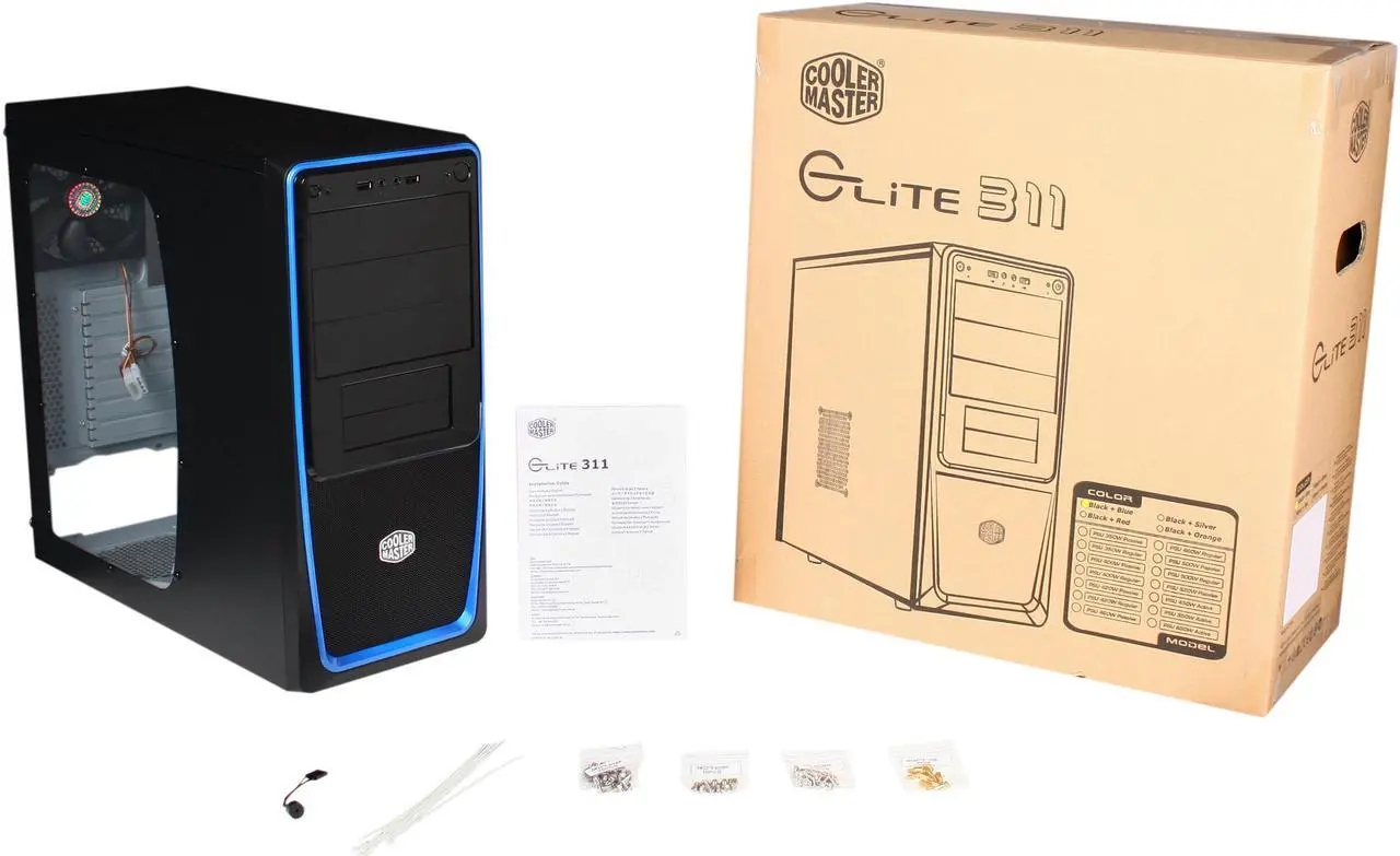 Alt view image 9 of 9 - Cooler Master Elite 311 - Mid Tower Computer Case with Windowed Side Panel and Blue Trim