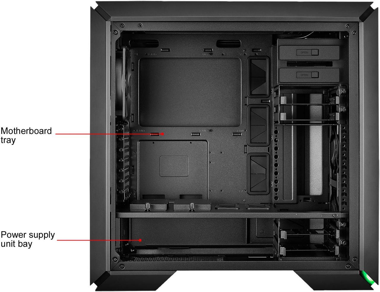 Alt view image 8 of 13 - Cooler Master  MasterCase MC600P ATX-Mid Tower w/FreeForm Modular, Minimal Design, Tempered Glass Side Panel, Front RGB LED Strip, Discreet Air Vents & Cable Management Cover