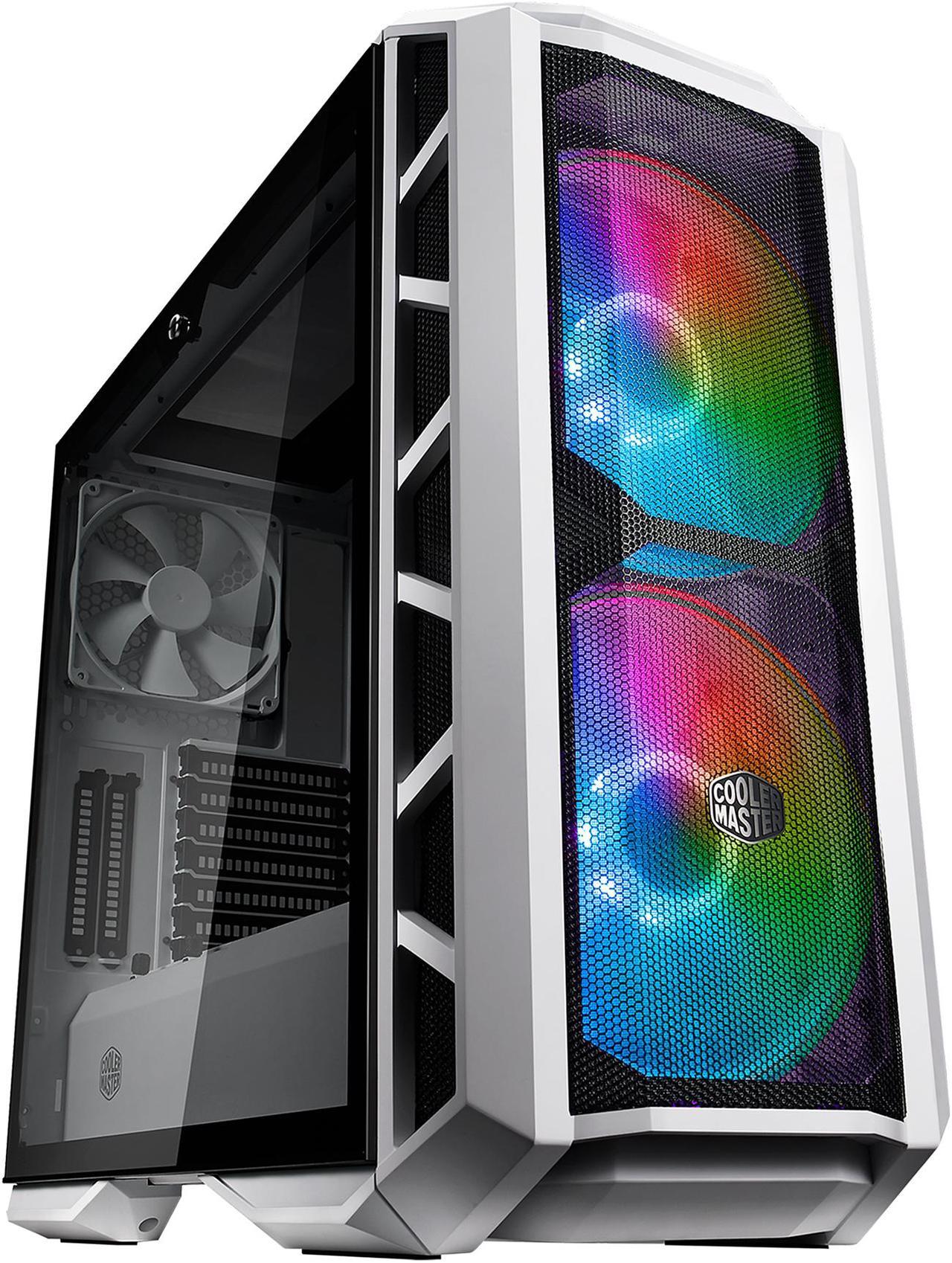 Cooler Master MasterCase H500P Mesh White ARGB Airflow ATX Mid-Tower with Dual 200mm ARGB Lighting Fans, Mesh Front Panel, and Tempered Glass Side Panel