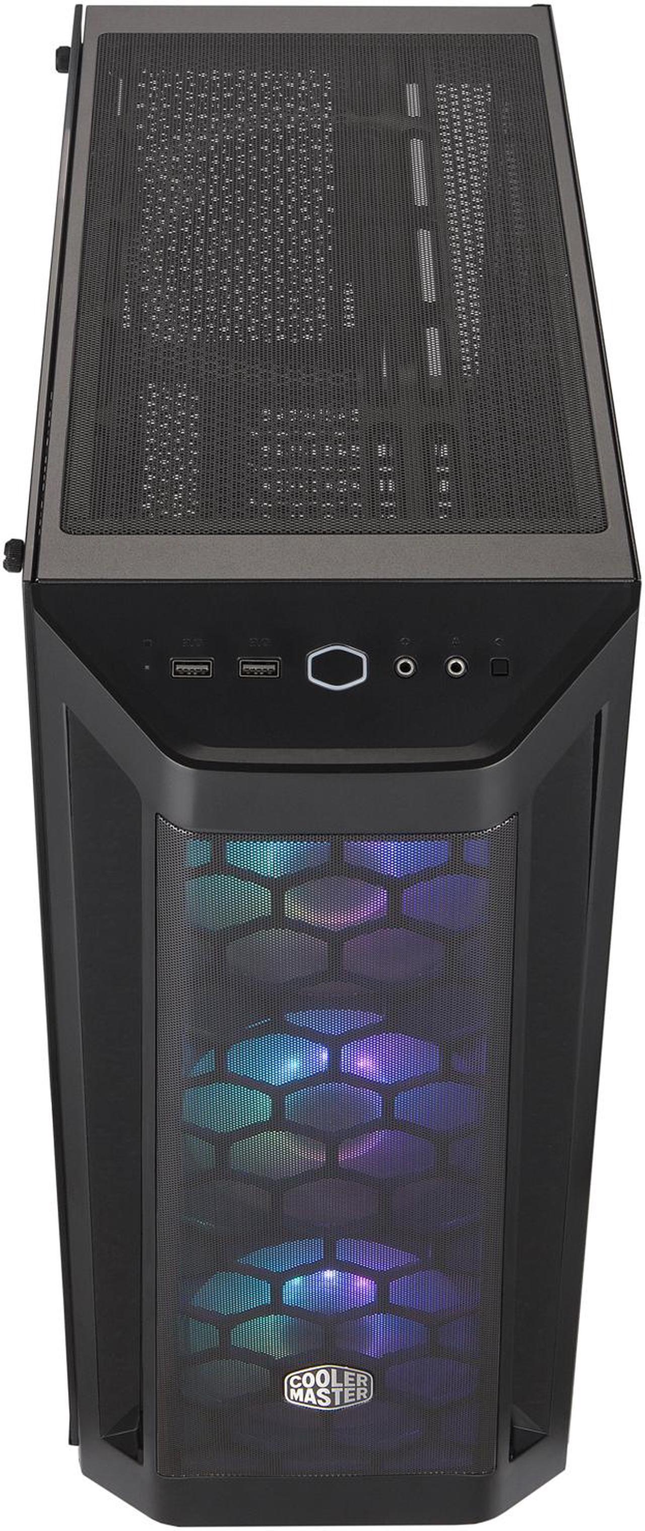 Alt view image 15 of 19 - Cooler Master MasterBox MB511 ARGB ATX Mid-Tower with Fine Mesh Front Panel, Mesh Side Intakes, Tempered Glass, Three 120mm ARGB Lighting Fans - Black