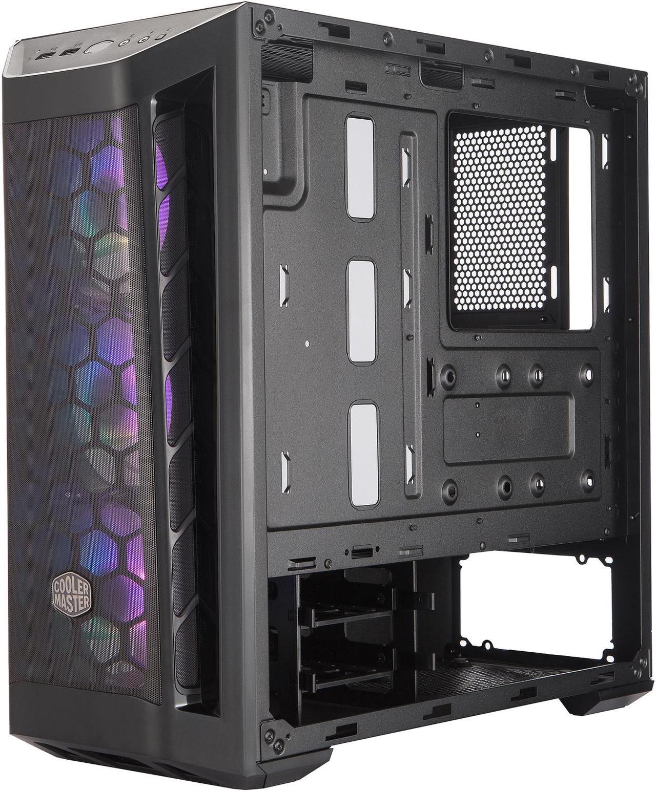 Alt view image 8 of 19 - Cooler Master MasterBox MB511 ARGB ATX Mid-Tower with Fine Mesh Front Panel, Mesh Side Intakes, Tempered Glass, Three 120mm ARGB Lighting Fans - Black