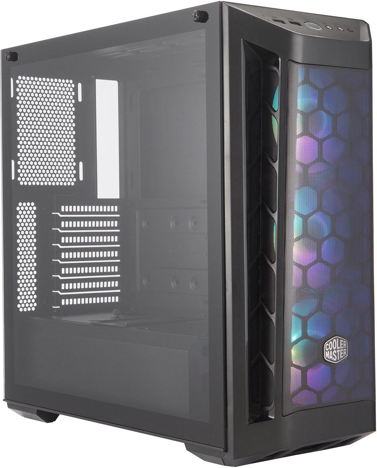Alt view image 4 of 19 - Cooler Master MasterBox MB511 ARGB ATX Mid-Tower with Fine Mesh Front Panel, Mesh Side Intakes, Tempered Glass, Three 120mm ARGB Lighting Fans - Black