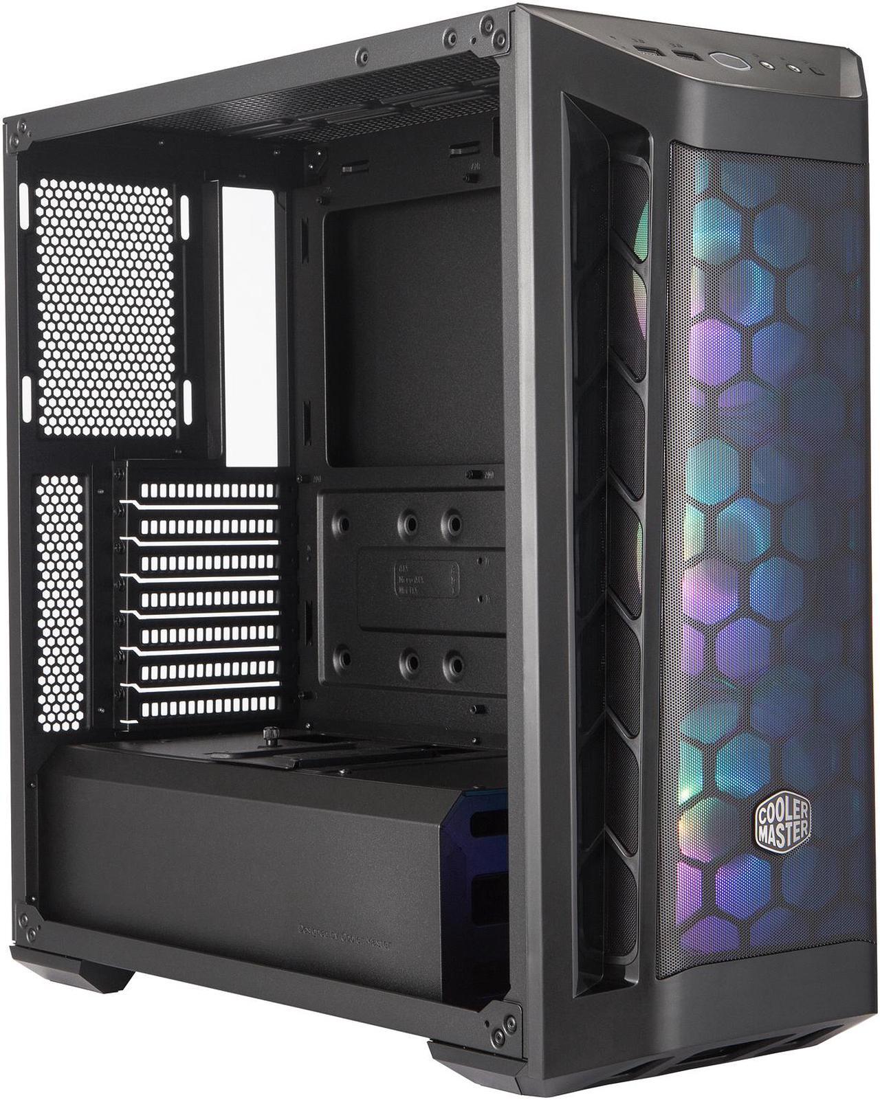 Alt view image 6 of 19 - Cooler Master MasterBox MB511 ARGB ATX Mid-Tower with Fine Mesh Front Panel, Mesh Side Intakes, Tempered Glass, Three 120mm ARGB Lighting Fans - Black