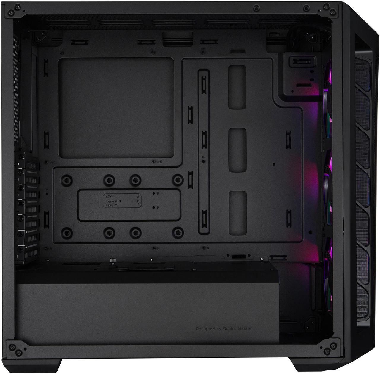 Alt view image 10 of 19 - Cooler Master MasterBox MB511 ARGB ATX Mid-Tower with Fine Mesh Front Panel, Mesh Side Intakes, Tempered Glass, Three 120mm ARGB Lighting Fans - Black