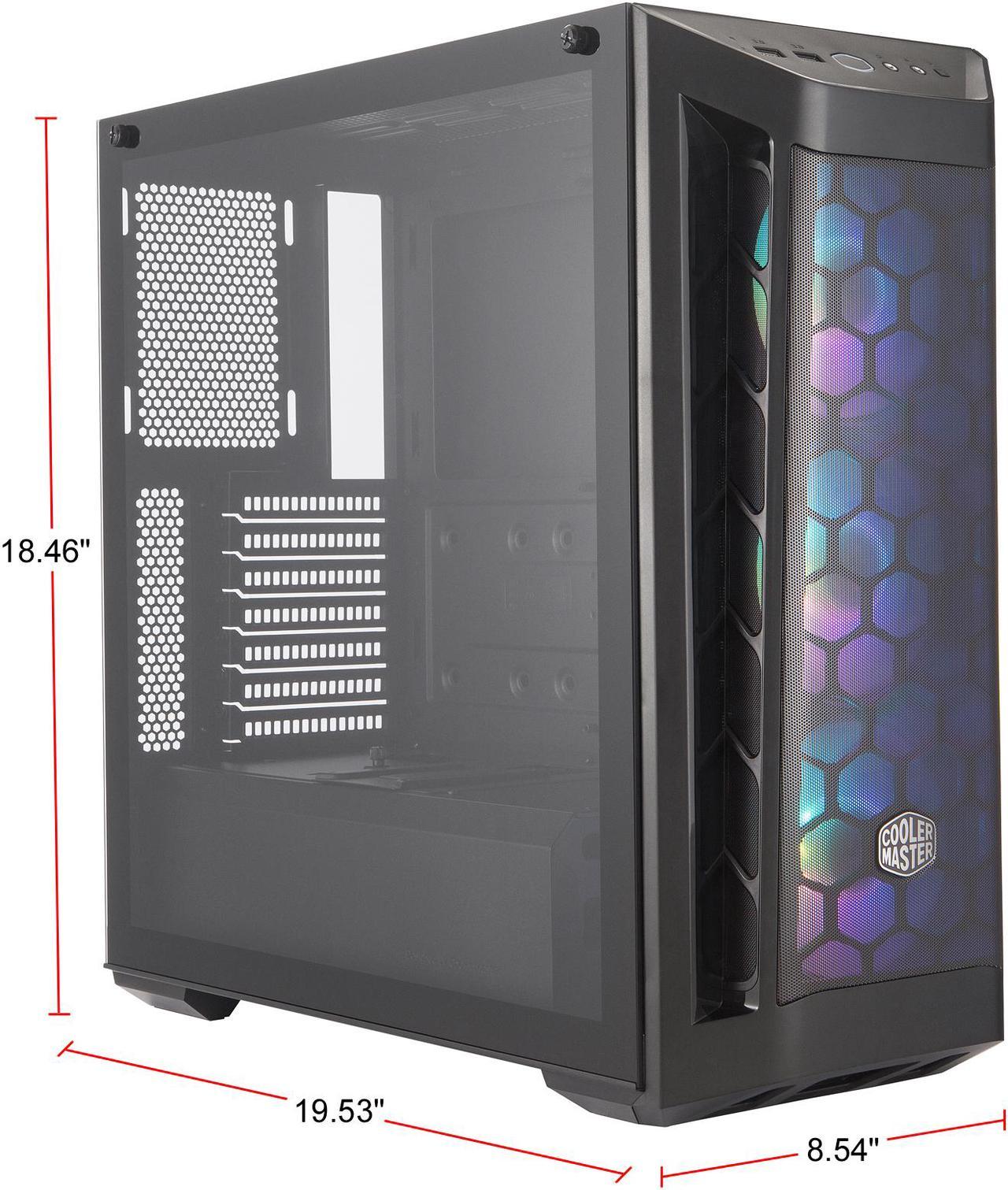 Alt view image 5 of 19 - Cooler Master MasterBox MB511 ARGB ATX Mid-Tower with Fine Mesh Front Panel, Mesh Side Intakes, Tempered Glass, Three 120mm ARGB Lighting Fans - Black