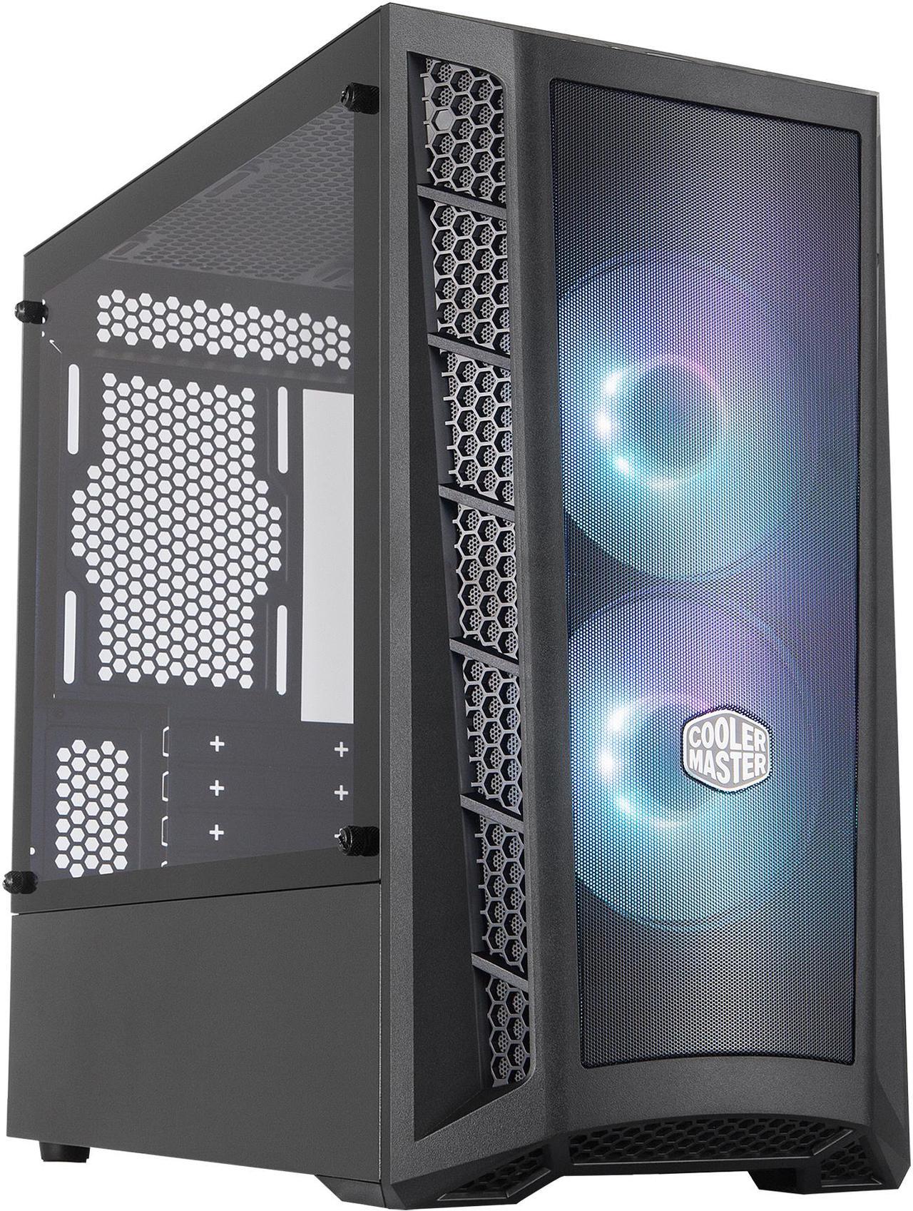 Cooler Master MasterBox MB311L ARGB Airflow Micro-ATX  Mini Tower with Fine Mesh Front Panel, Mesh Intake Vents, Tempered Glass Side Panel, ARGB Controller, Dual ARGB Lighting Fans - Black