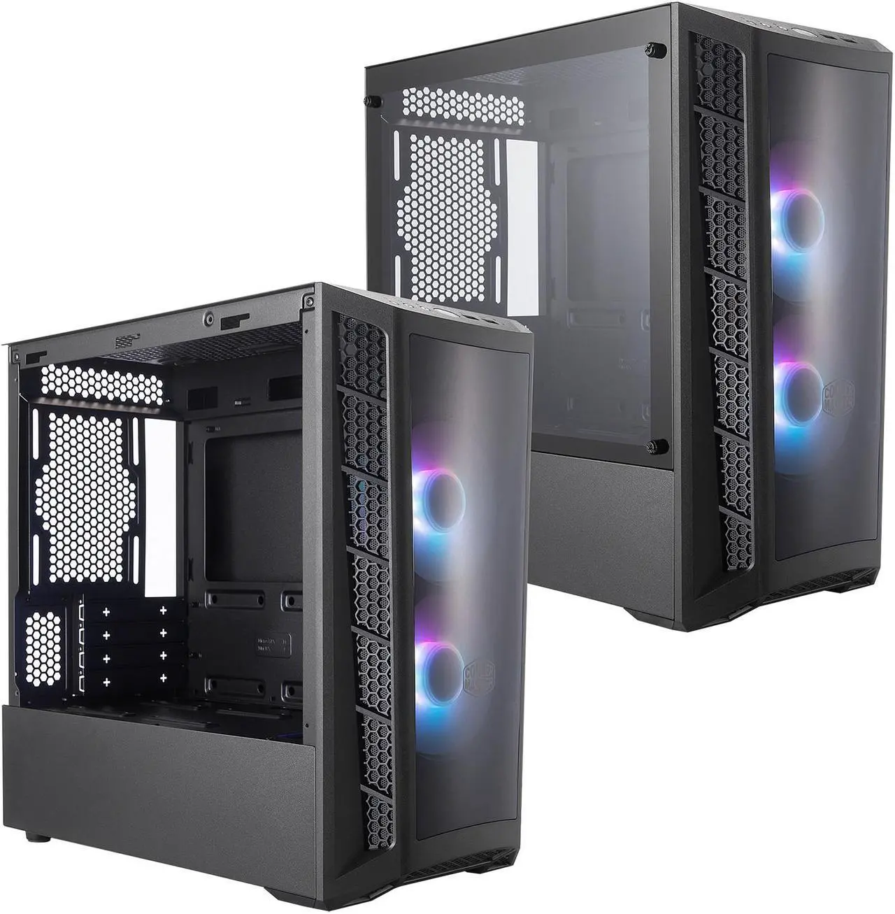 Alt view image 9 of 19 - Cooler Master MasterBox MB320L ARGB Micro-ATX Mini Tower with DarkMirror Front Panel, Mesh Intake Vents, Tempered Glass Side Panel, ARGB Controller, Dual ARGB Lighting Fans - Black