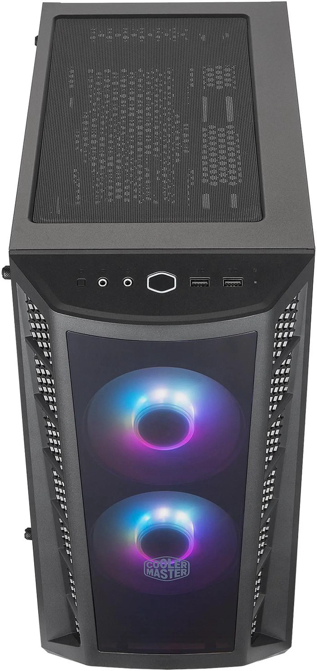 Alt view image 4 of 19 - Cooler Master MasterBox MB320L ARGB Micro-ATX Mini Tower with DarkMirror Front Panel, Mesh Intake Vents, Tempered Glass Side Panel, ARGB Controller, Dual ARGB Lighting Fans - Black