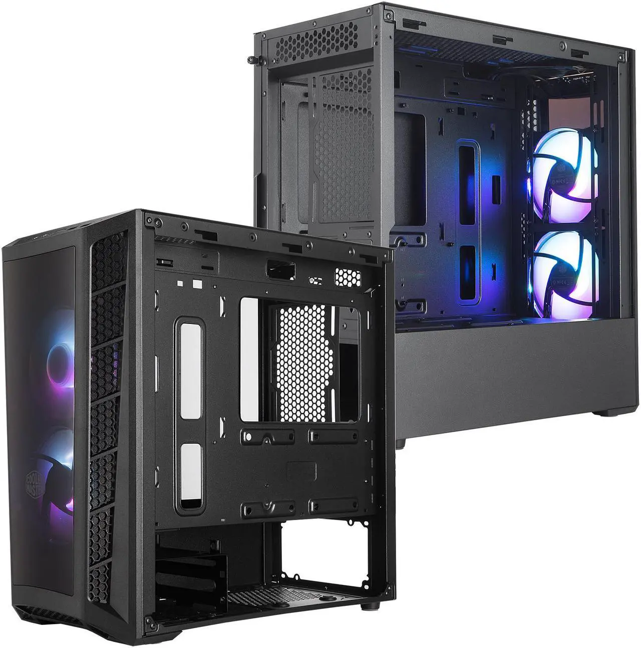 Alt view image 10 of 19 - Cooler Master MasterBox MB320L ARGB Micro-ATX Mini Tower with DarkMirror Front Panel, Mesh Intake Vents, Tempered Glass Side Panel, ARGB Controller, Dual ARGB Lighting Fans - Black