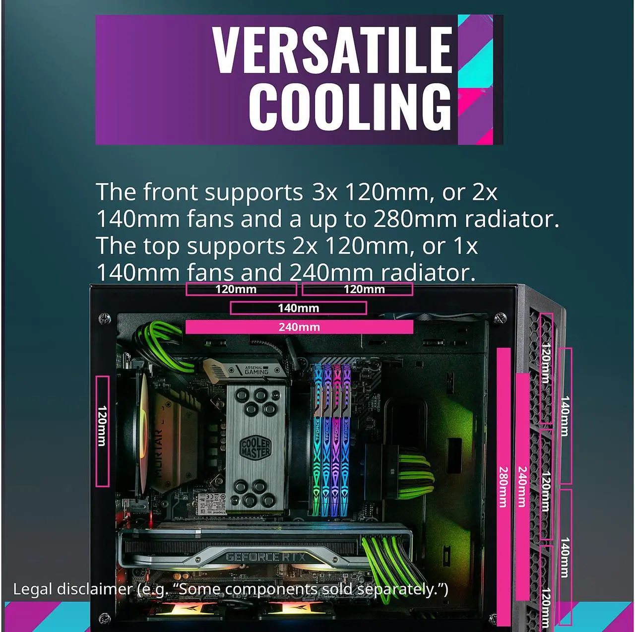 Alt view image 19 of 19 - Cooler Master MasterBox MB320L ARGB Micro-ATX Mini Tower with DarkMirror Front Panel, Mesh Intake Vents, Tempered Glass Side Panel, ARGB Controller, Dual ARGB Lighting Fans - Black