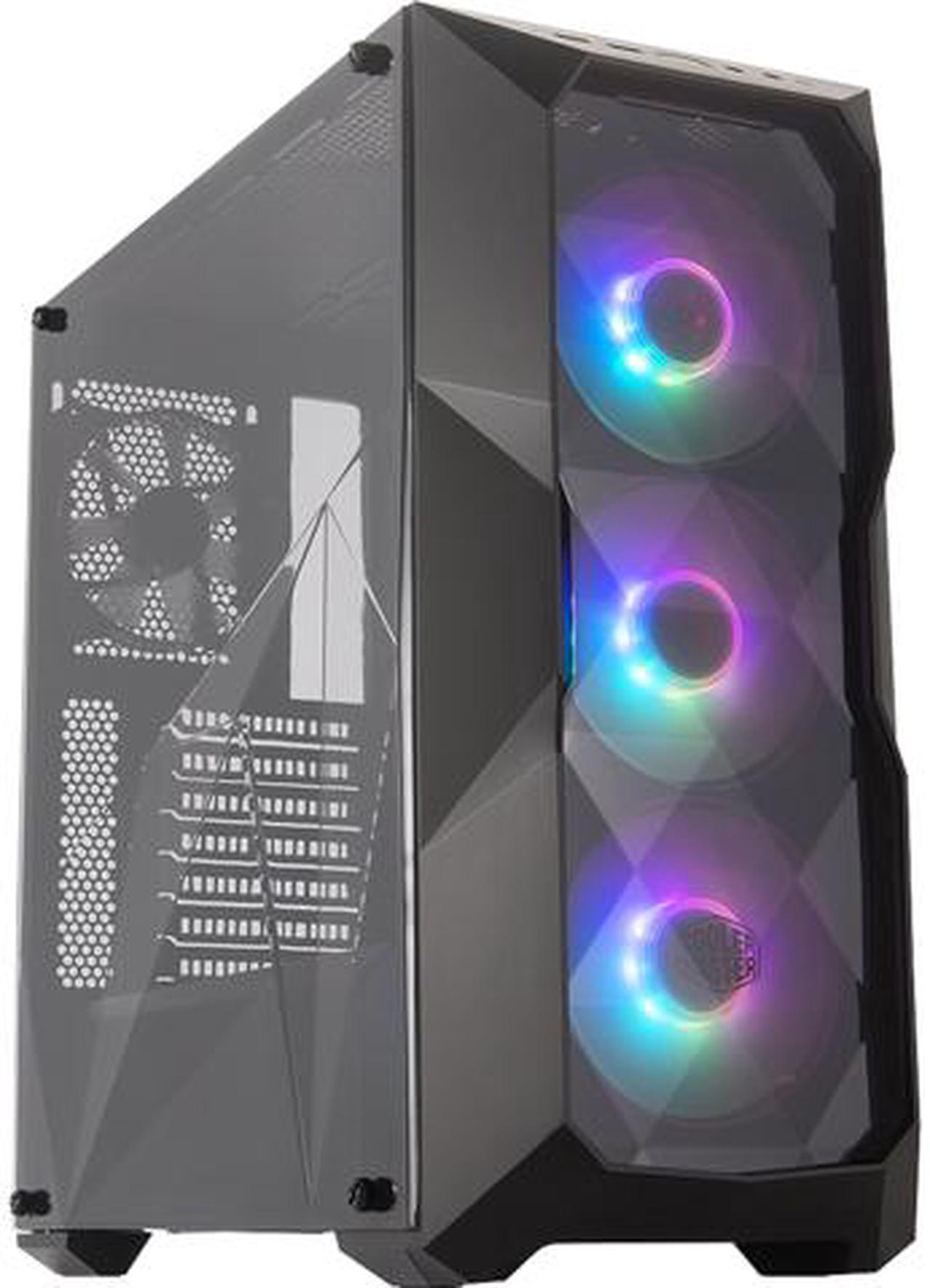 Cooler Master MasterBox TD500 Black ATX Mid Tower with 3D Diamond-Cut Design, Mesh Front Intake Vents, Transparent Side Panel, Three 120mm ARGB Lighting Fans