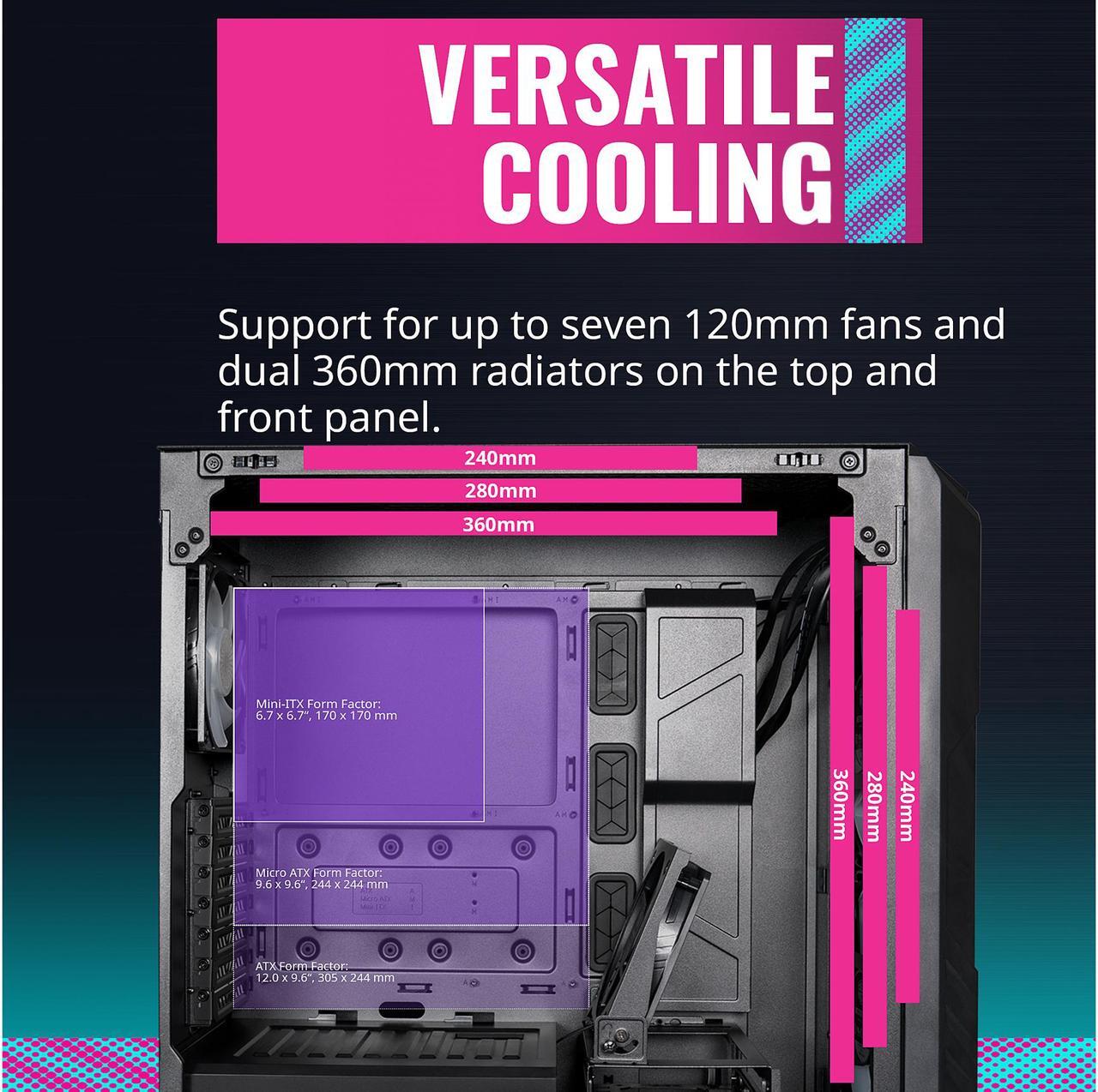 Alt view image 16 of 16 - Cooler Master HAF 500 H500-KGNN-S00 Black Steel / Plastic / Tempered Glass ATX Mid Tower Computer Case