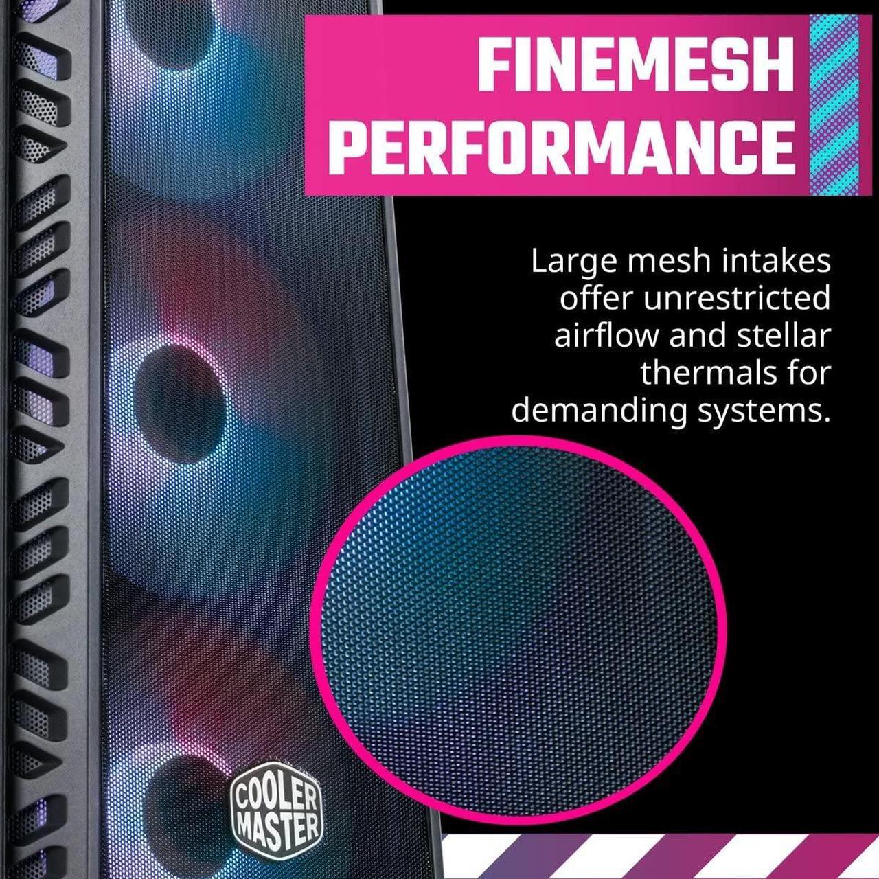 Alt view image 3 of 10 - Cooler Master MasterBox 520 Mesh Black Edition Airflow ATX Mid-Tower, Mesh Front Panel, Tempered Glass Panel , E-ATX*(*up to 12”x 10.7”, USB 3.2 Gen2 Type-C