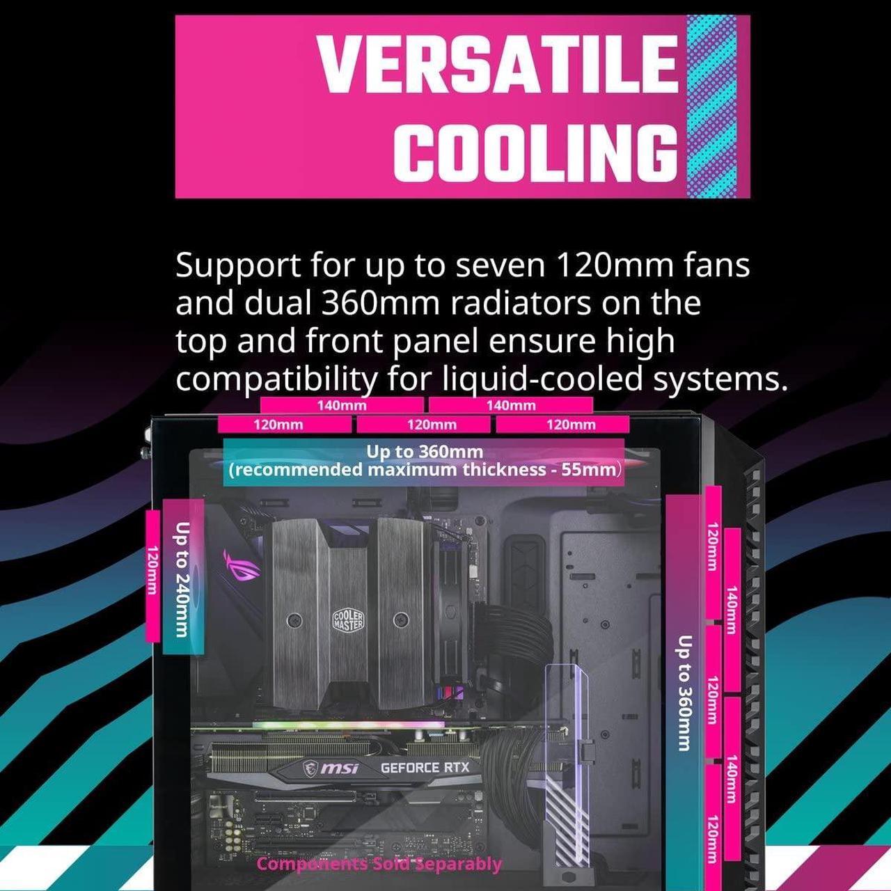 Alt view image 4 of 10 - Cooler Master MasterBox 520 Mesh Black Edition Airflow ATX Mid-Tower, Mesh Front Panel, Tempered Glass Panel , E-ATX*(*up to 12”x 10.7”, USB 3.2 Gen2 Type-C