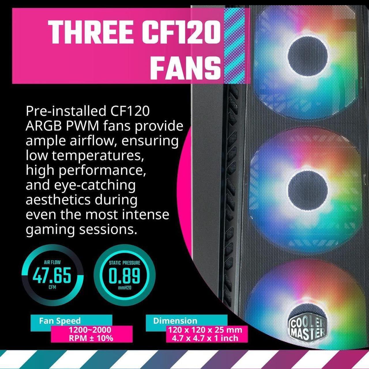Alt view image 6 of 10 - Cooler Master MasterBox 520 Mesh Black Edition Airflow ATX Mid-Tower, Mesh Front Panel, Tempered Glass Panel , E-ATX*(*up to 12”x 10.7”, USB 3.2 Gen2 Type-C