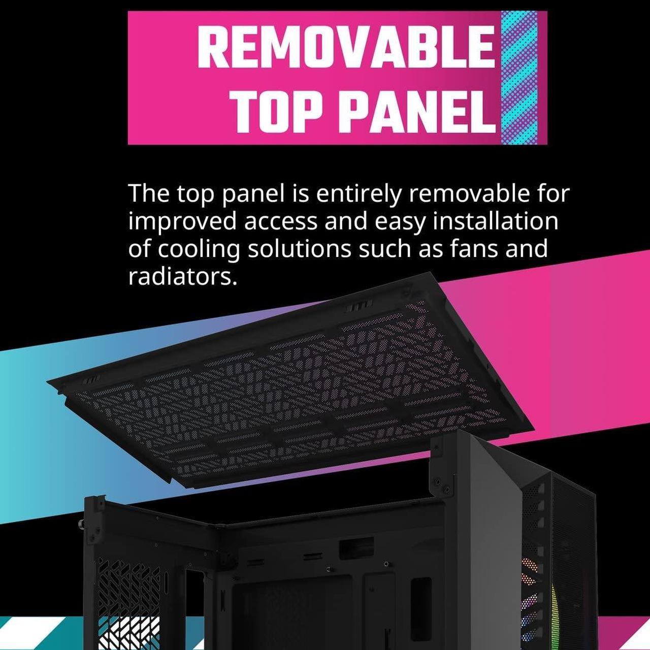 Alt view image 7 of 10 - Cooler Master MasterBox 520 Mesh Black Edition Airflow ATX Mid-Tower, Mesh Front Panel, Tempered Glass Panel , E-ATX*(*up to 12”x 10.7”, USB 3.2 Gen2 Type-C