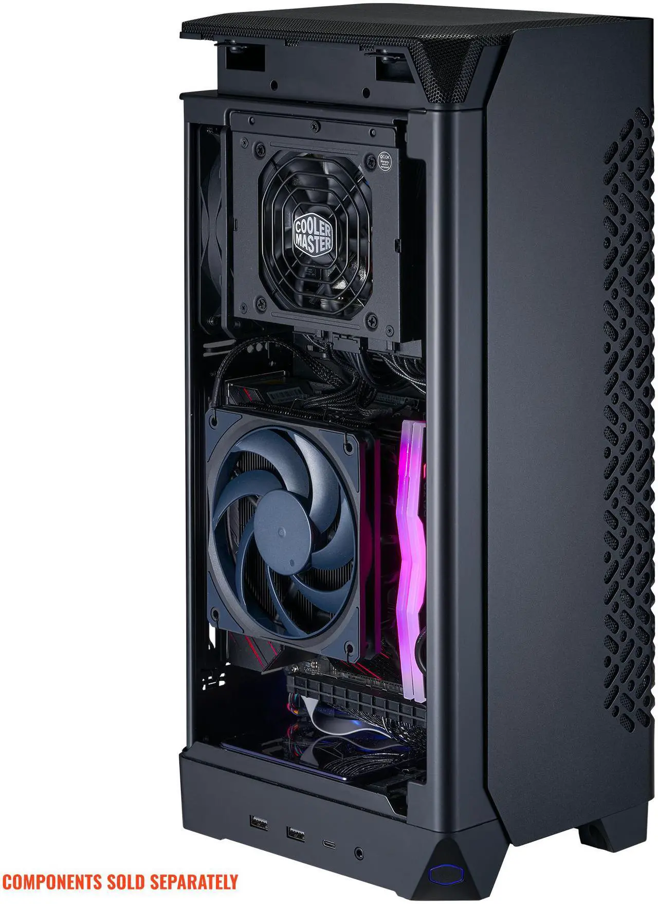 Alt view image 4 of 6 - Cooler Master NCORE 100 Air Mini-ITX PC Tower Case, Anodized Aluminum, 3 Slot Horizontal GPU Mount, Compatible RX 7900 XTX|RTX 4090, Compatible SFX PSU | Air Cooler Up To 70 mm, USB Type C