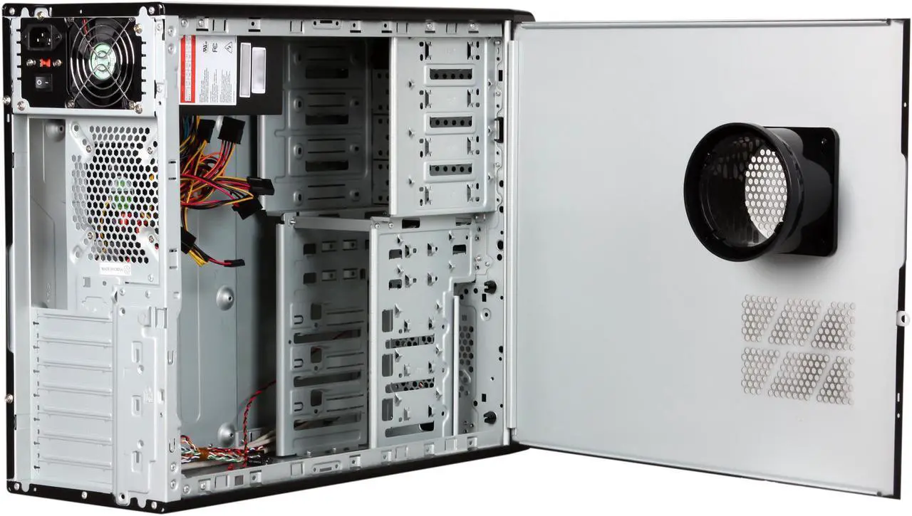 Alt view image 5 of 9 - HEC 6C28BBX585 Black Steel ATX Mid Tower Computer Case 585W Power Supply
