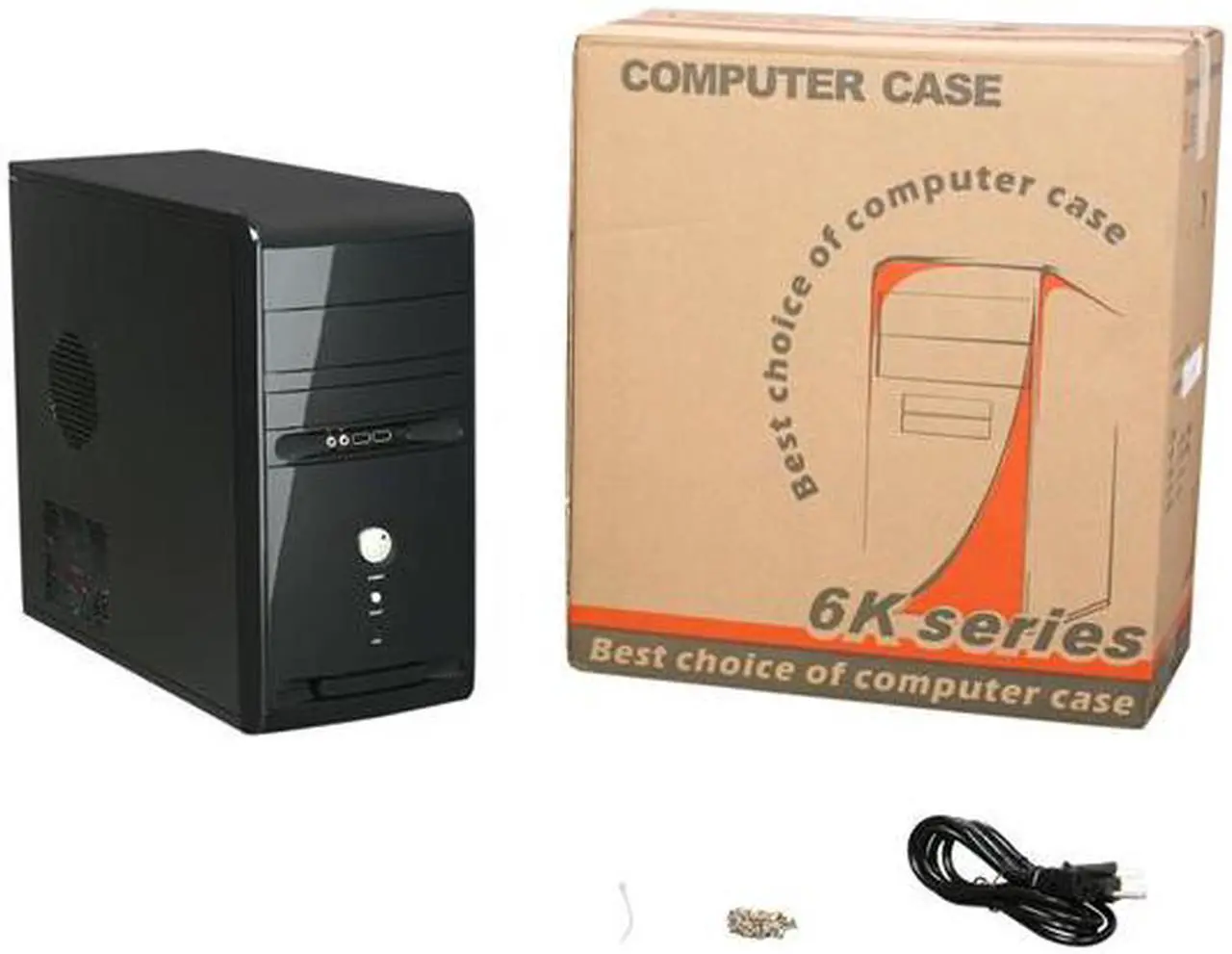 Alt view image 9 of 9 - HEC 6K28BBX585 Black 0.8mm SECC Steel Micro ATX Mini Tower Computer Case 585W Power Supply