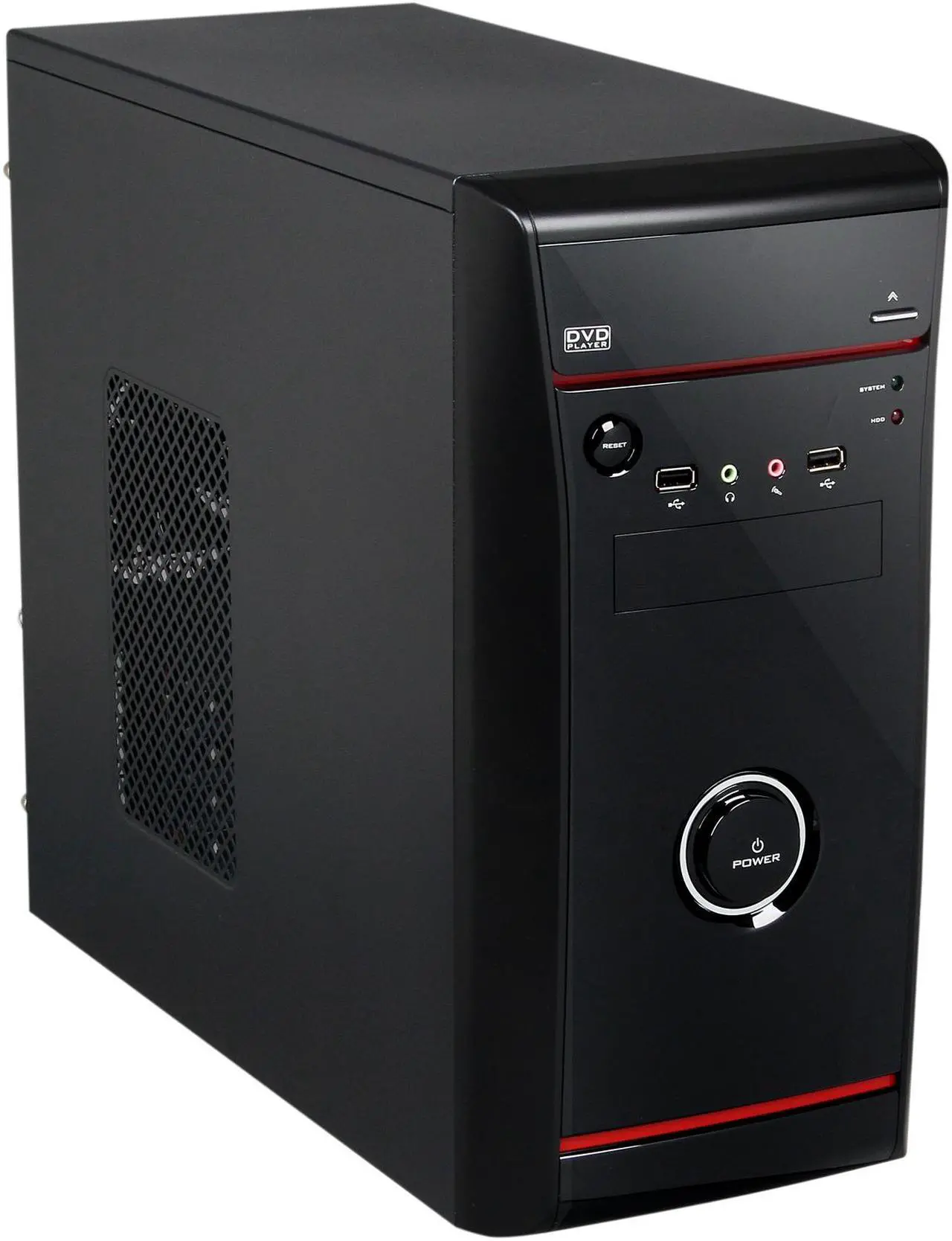 Main image of HEC Vigilance400 Black 0.5 mm Thickness SGCC Micro ATX Mini Tower Computer Case with Dual 8cm Fan, 2x USB2.0, Audio HP400 400W Power Supply