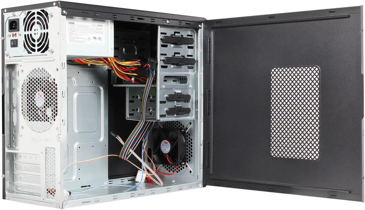 Alt view image 5 of 9 - HEC Vigilance400 Black 0.5 mm Thickness SGCC Micro ATX Mini Tower Computer Case with Dual 8cm Fan, 2x USB2.0, Audio HP400 400W Power Supply