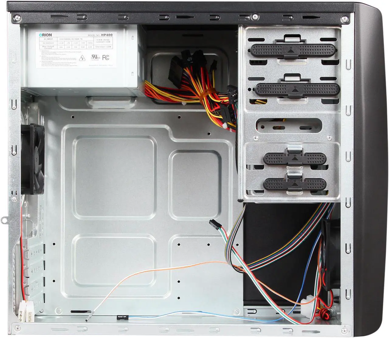 Alt view image 6 of 9 - HEC Vigilance400 Black 0.5 mm Thickness SGCC Micro ATX Mini Tower Computer Case with Dual 8cm Fan, 2x USB2.0, Audio HP400 400W Power Supply