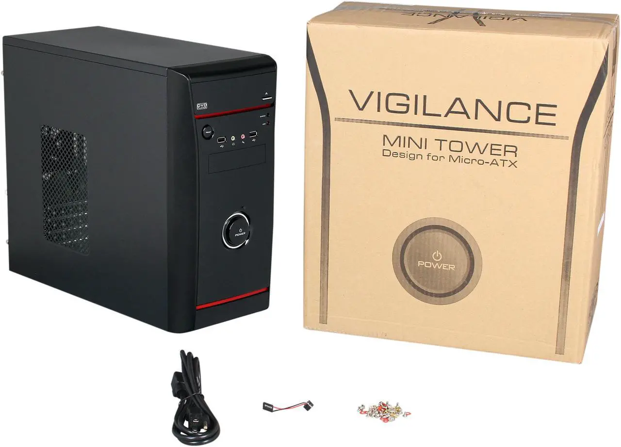 Alt view image 9 of 9 - HEC Vigilance400 Black 0.5 mm Thickness SGCC Micro ATX Mini Tower Computer Case with Dual 8cm Fan, 2x USB2.0, Audio HP400 400W Power Supply