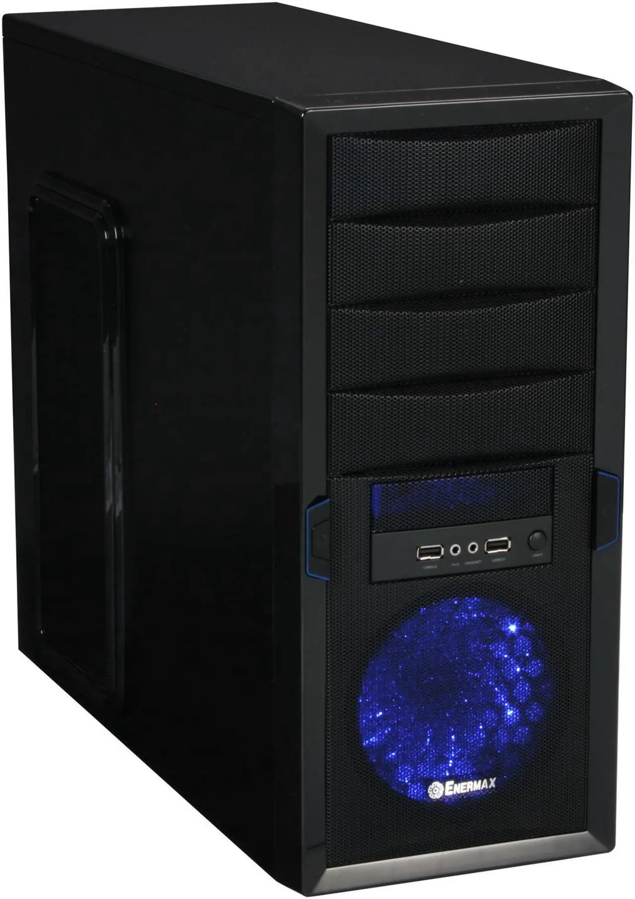 Main image of ENERMAX Staray ECA3170-BL Black Steel ATX Mid Tower Computer Case with 1 Apollish Blue LED Fan and Mesh Front
