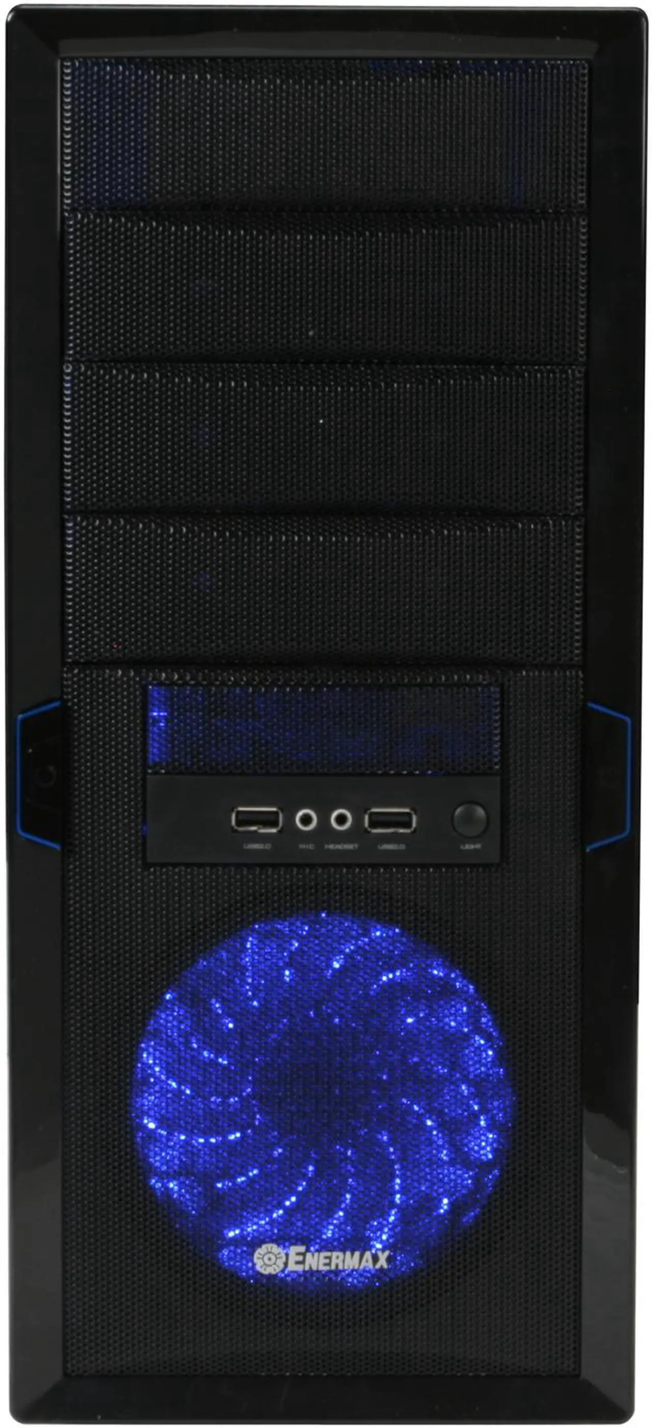 Alt view image 2 of 9 - ENERMAX Staray ECA3170-BL Black Steel ATX Mid Tower Computer Case with 1 Apollish Blue LED Fan and Mesh Front