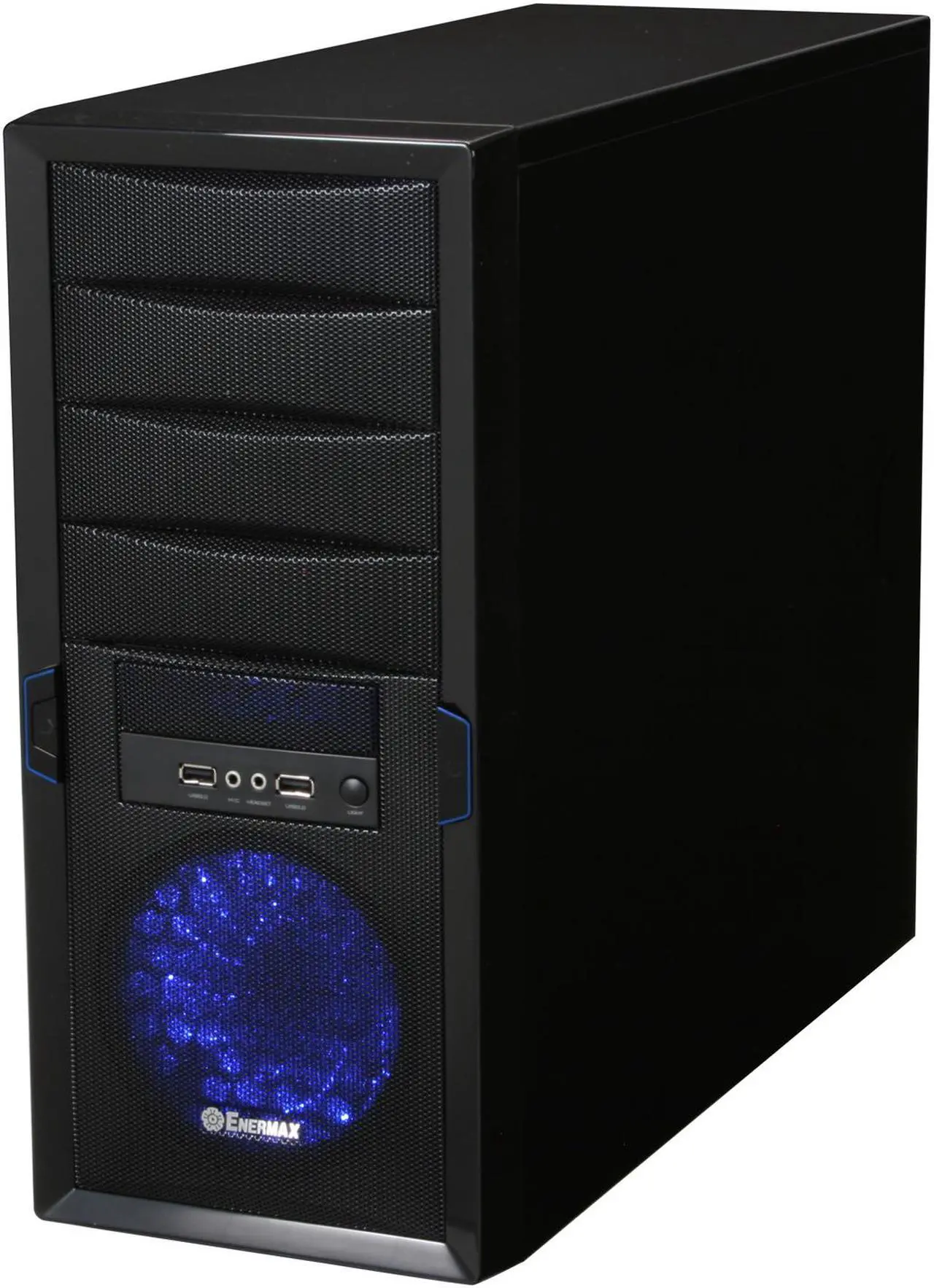 Alt view image 3 of 9 - ENERMAX Staray ECA3170-BL Black Steel ATX Mid Tower Computer Case with 1 Apollish Blue LED Fan and Mesh Front