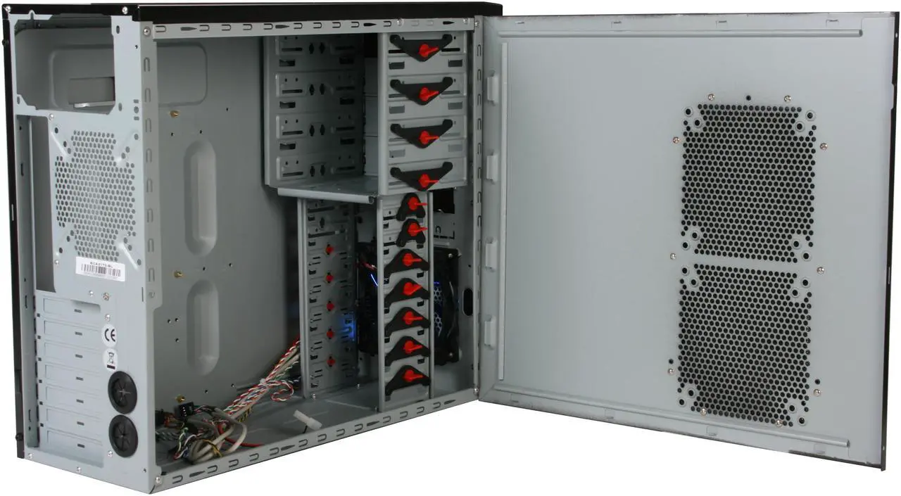 Alt view image 5 of 9 - ENERMAX Staray ECA3170-BL Black Steel ATX Mid Tower Computer Case with 1 Apollish Blue LED Fan and Mesh Front
