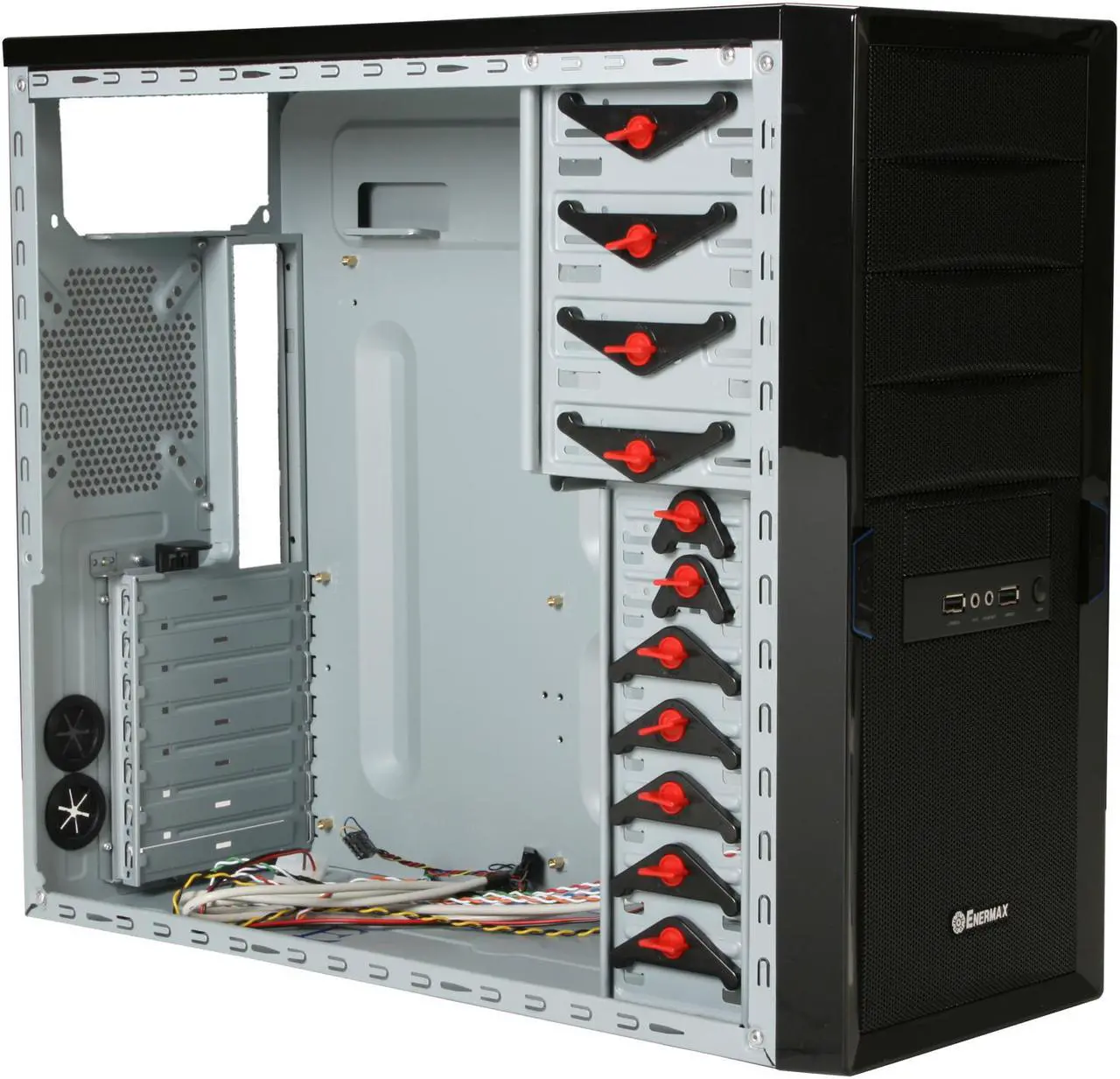 Alt view image 7 of 9 - ENERMAX Staray ECA3170-BL Black Steel ATX Mid Tower Computer Case with 1 Apollish Blue LED Fan and Mesh Front