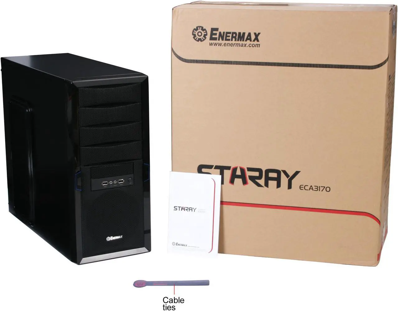 Alt view image 9 of 9 - ENERMAX Staray ECA3170-BL Black Steel ATX Mid Tower Computer Case with 1 Apollish Blue LED Fan and Mesh Front