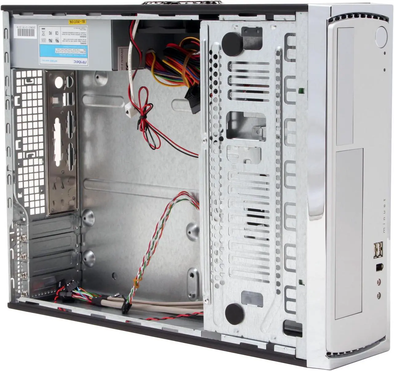 Alt view image 7 of 14 - Antec Minuet 300 Black/Silver Steel / Plastic Micro ATX Slim Case Computer Case 300W ATX12V Power Supply