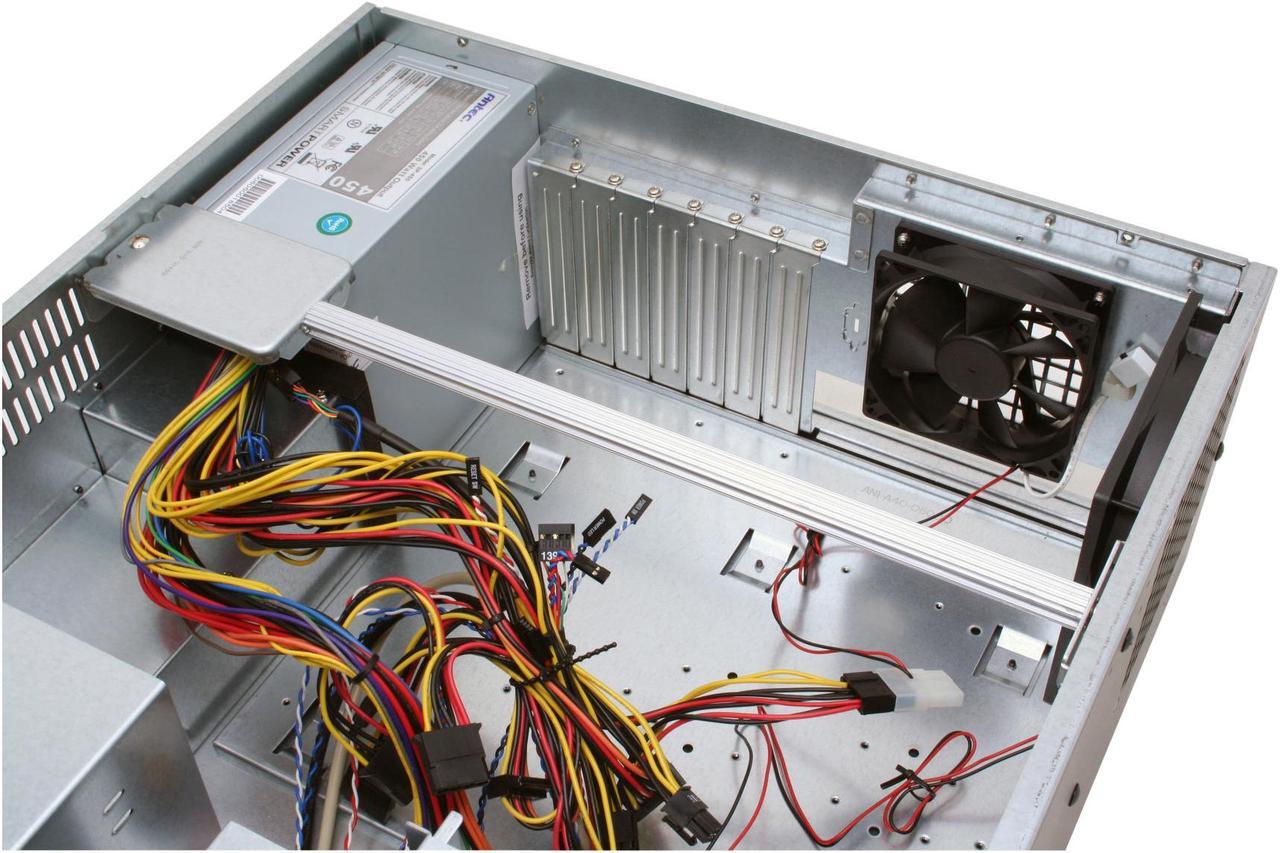 Alt view image 10 of 13 - Antec Take 4 + 450 Black 4U Rackmount Quiet Rackmount Server Case 450W 2 External 5.25" Drive Bays