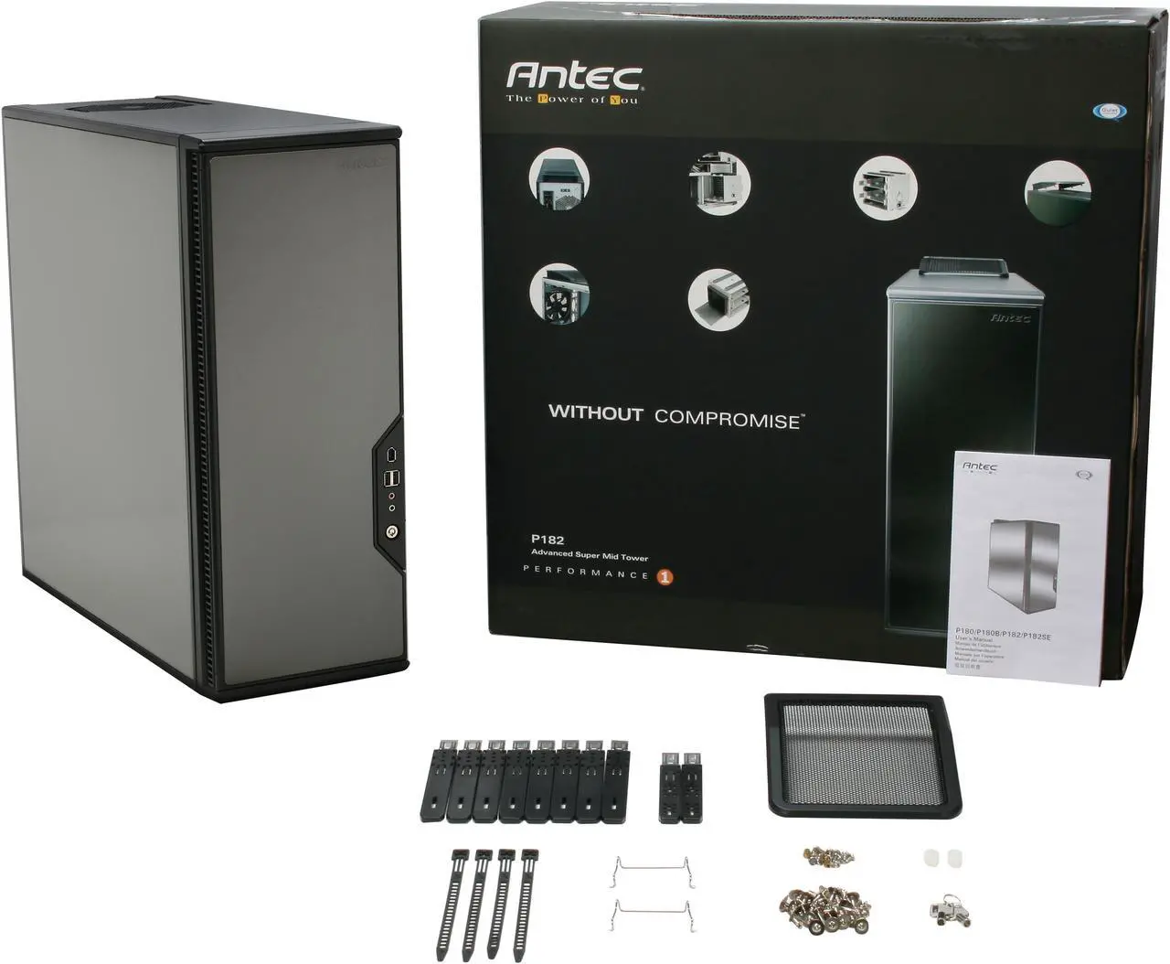 Alt view image 13 of 13 - Antec P182 Gun Metal Black 0.8mm cold rolled steel ATX Mid Tower Computer Case