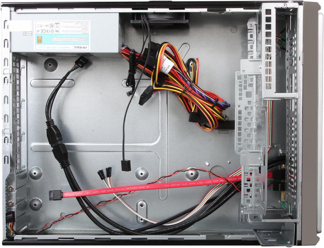 Alt view image 7 of 9 - Antec Minuet350 Piano Black Steel Micro ATX Slim Case Computer Case 350W 80PLUS Certified Power Supply