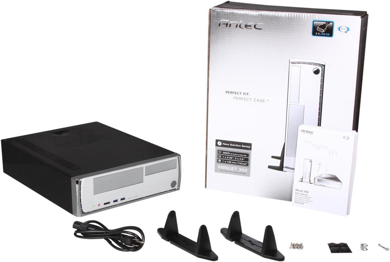Alt view image 9 of 9 - Antec Minuet350 Piano Black Steel Micro ATX Slim Case Computer Case 350W 80PLUS Certified Power Supply