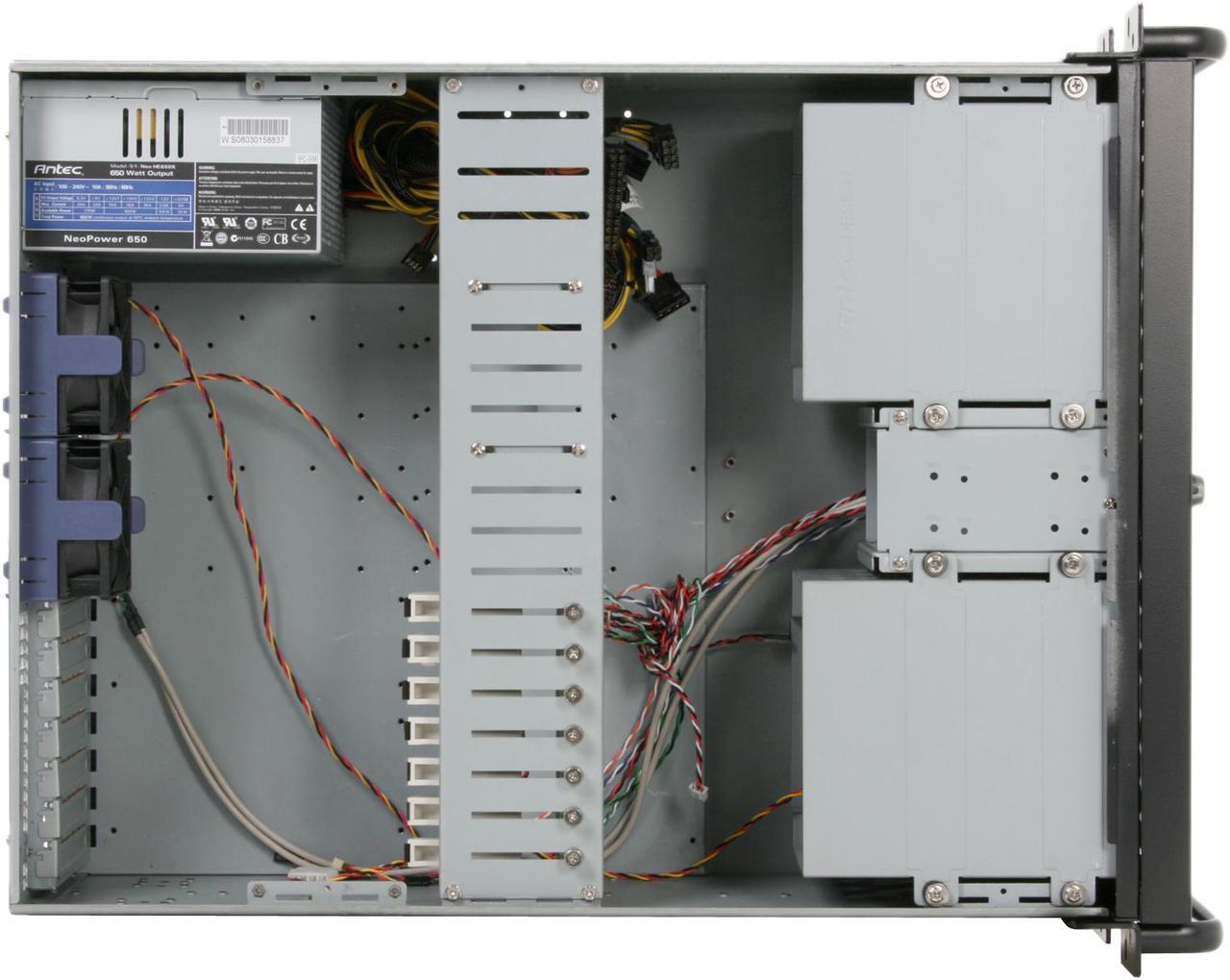Alt view image 10 of 14 - Antec 4U22EPS650 4U Rackmount Server Case 650W 6 External 5.25" Drive Bays