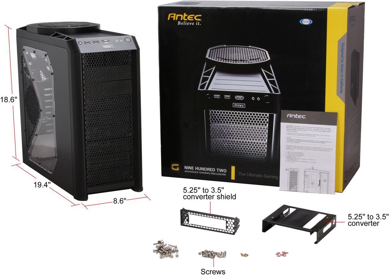 Alt view image 12 of 12 - Antec Nine Hundred Two Black Steel ATX Mid Tower Computer Case