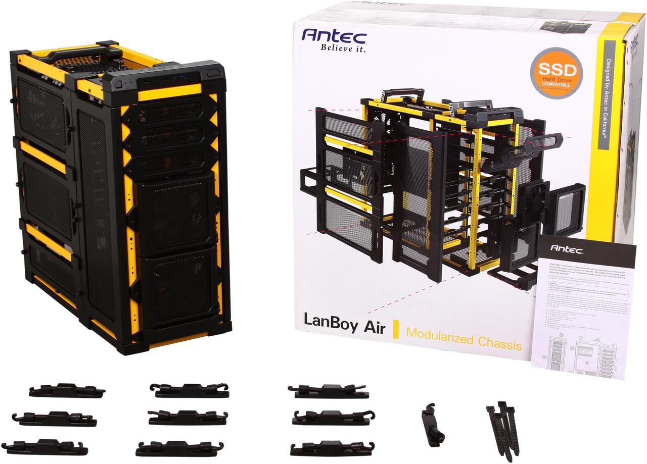 Alt view image 10 of 10 - Antec Lanboy air Yellow Black / Yellow Steel / Plastic ATX Mid Tower Computer Modular Case