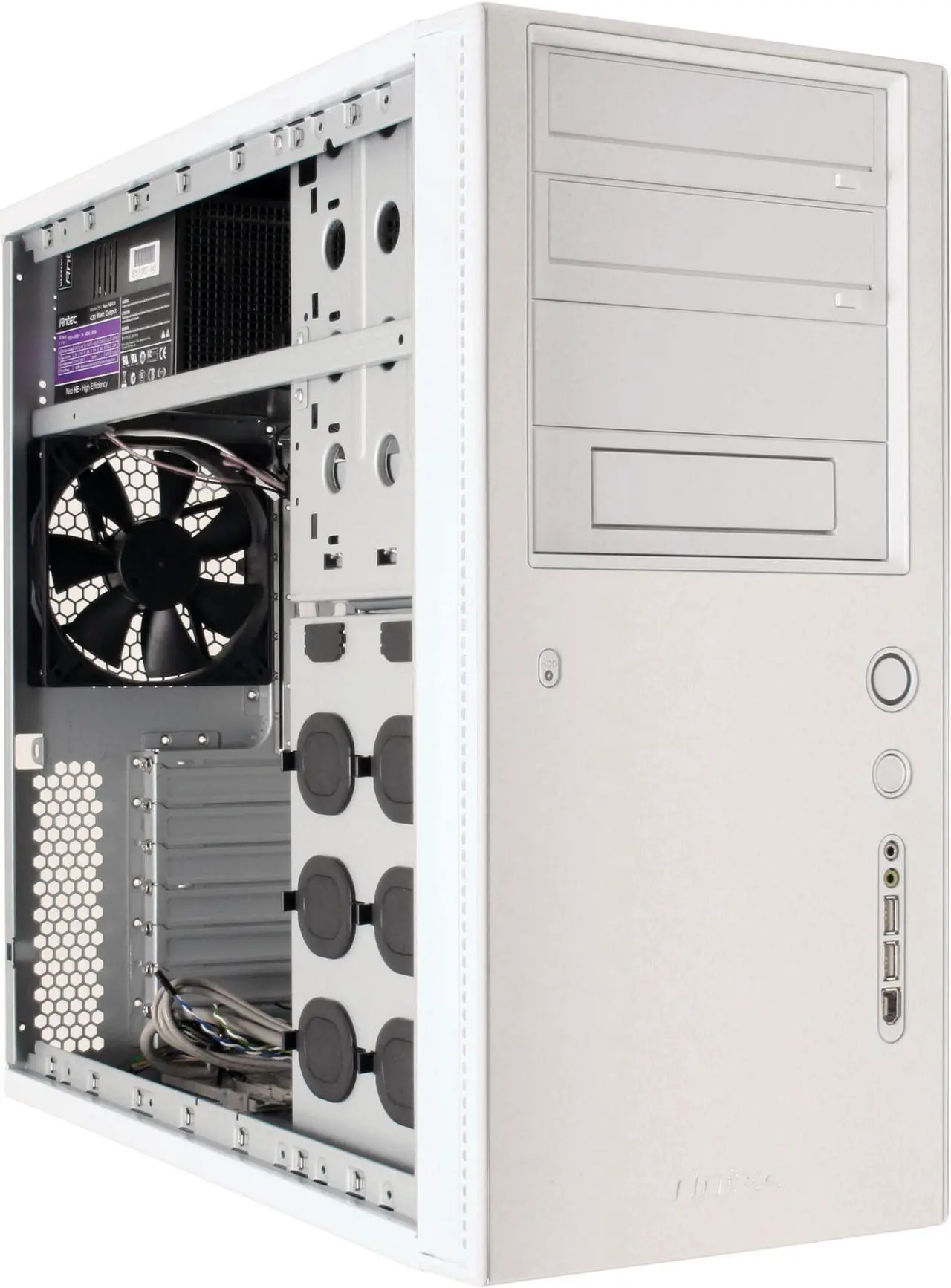 Alt view image 10 of 15 - Antec Performance One P150 White Steel ATX Mid Tower Computer Case 430W Power Supply