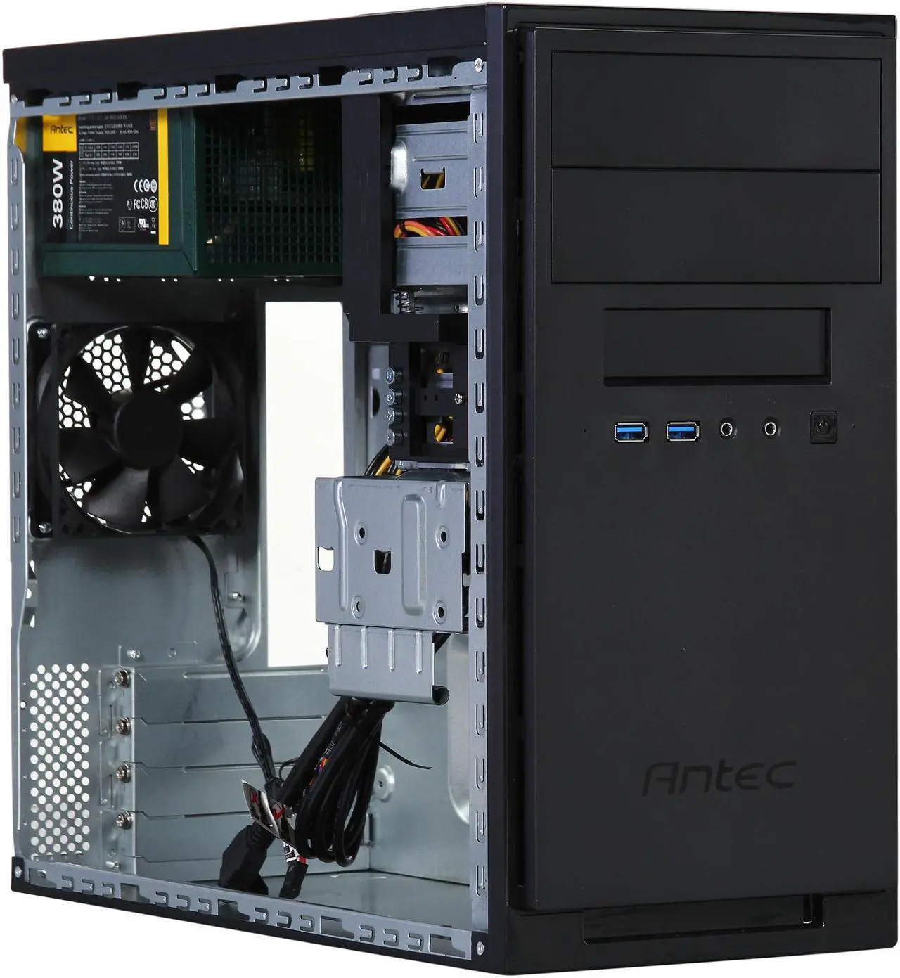 Alt view image 10 of 13 - Antec NSK3180 Black 0.7 SGCC Steel Micro ATX / Mini-ITX Computer Case 380W Power Supply