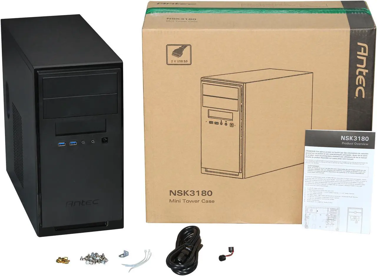 Alt view image 14 of 13 - Antec NSK3180 Black 0.7 SGCC Steel Micro ATX / Mini-ITX Computer Case 380W Power Supply