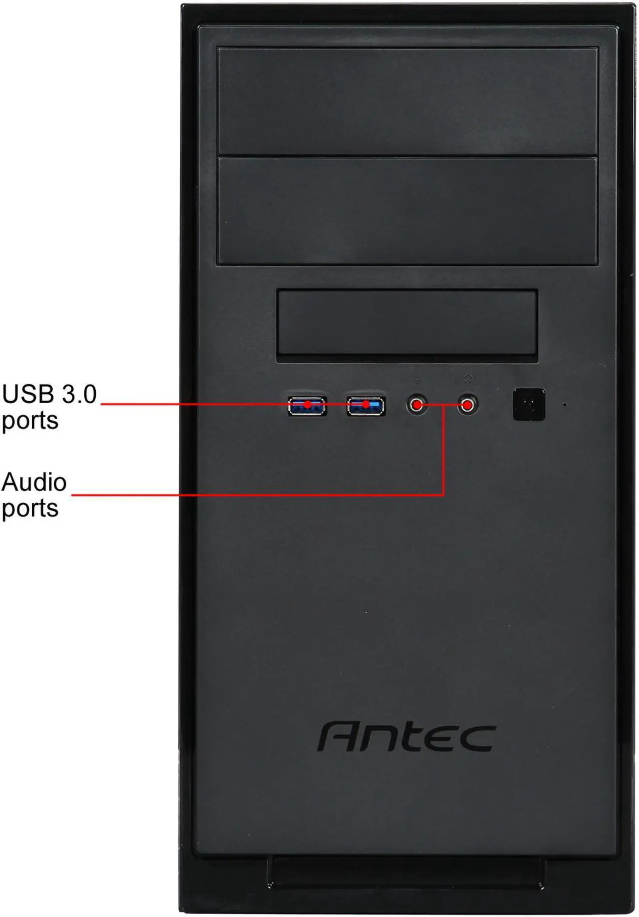 Alt view image 4 of 13 - Antec NSK3180 Black 0.7 SGCC Steel Micro ATX / Mini-ITX Computer Case 380W Power Supply